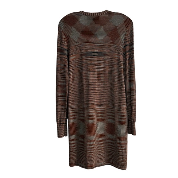 🌺JONES NEW YORK Brown Striped Long Cardigan Size PETITE LARGE -- Lightweight🌺 - Picture 2 of 6